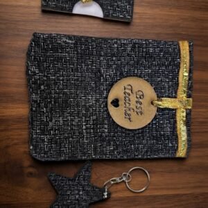 Pauch ( Elegant Black Handmade Gift Set with Best Teacher Keychain & Premium Ball Pen ) 300pcs/ctn