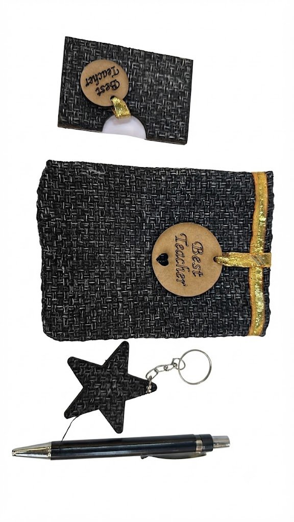 Pauch ( Elegant Black Handmade Gift Set with Best Teacher Keychain & Premium Ball Pen ) 300pcs/ctn - Image 2