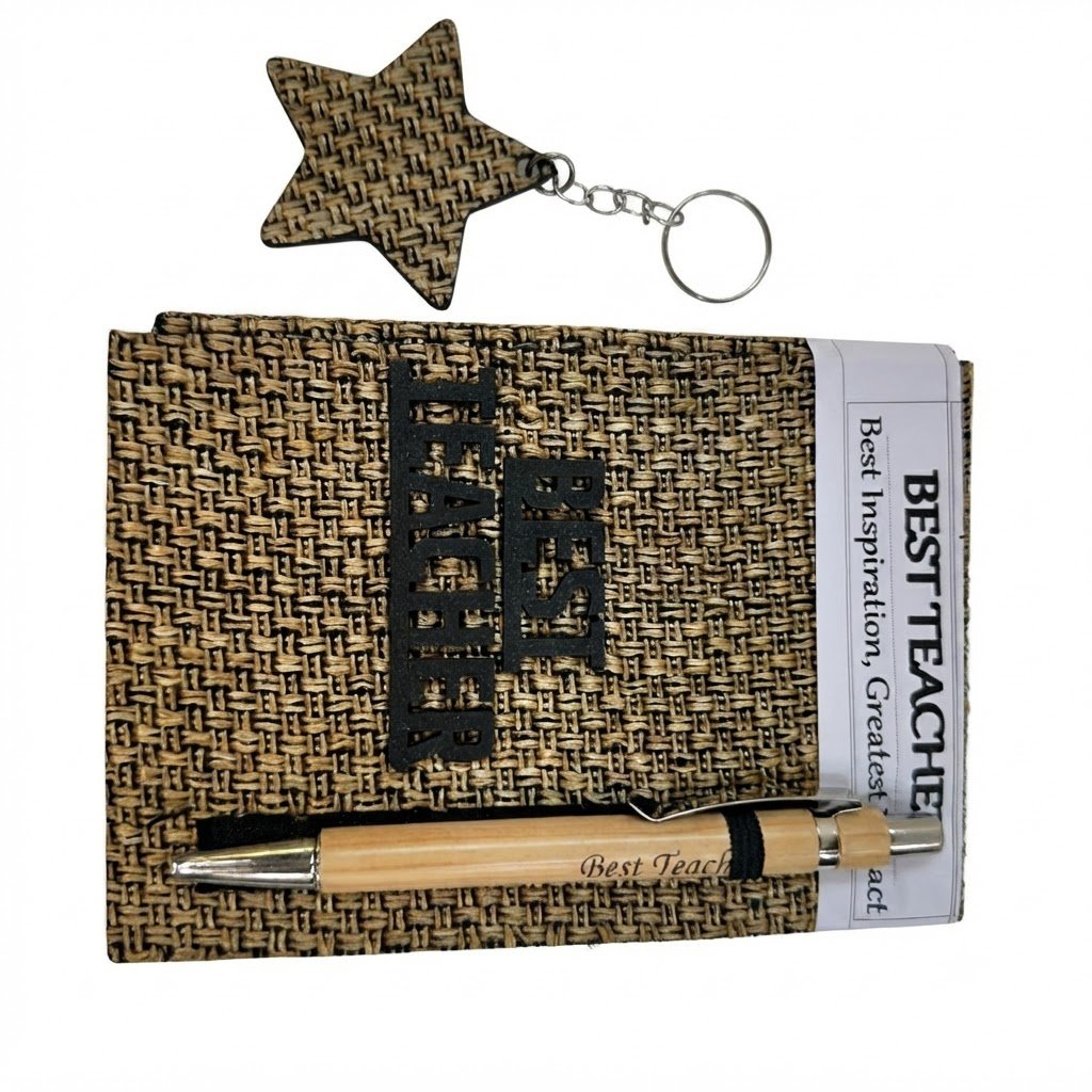 Jutt Diary ( Best Teacher Handmade Diary with Star Keychain & Wooden Pen ) 168Pcs/Ctn - Image 2