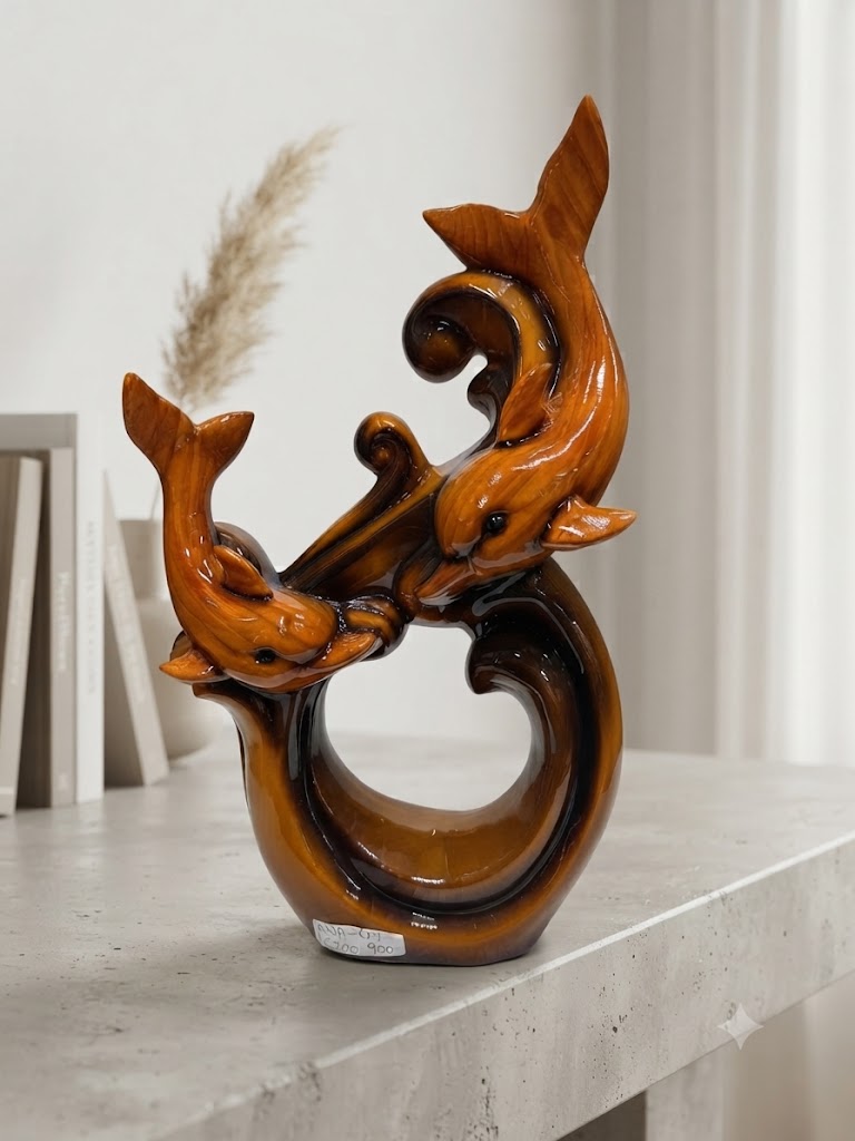 AAA-47 ( Elegant Twin Dolphin Resin Showpiece )