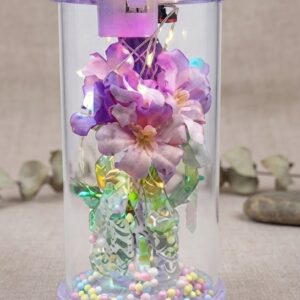 1265 ( LED Artificial Flower Glass Dome Showpiece )
