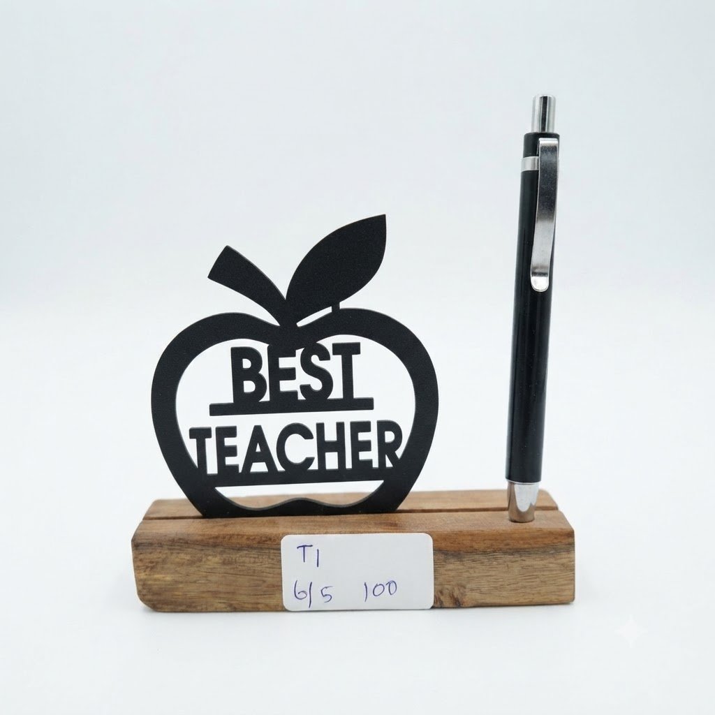T1 ( Best Teacher Wooden Apple Desk Stand with Pen Holder ) 160Pcs/Ctn - Image 2