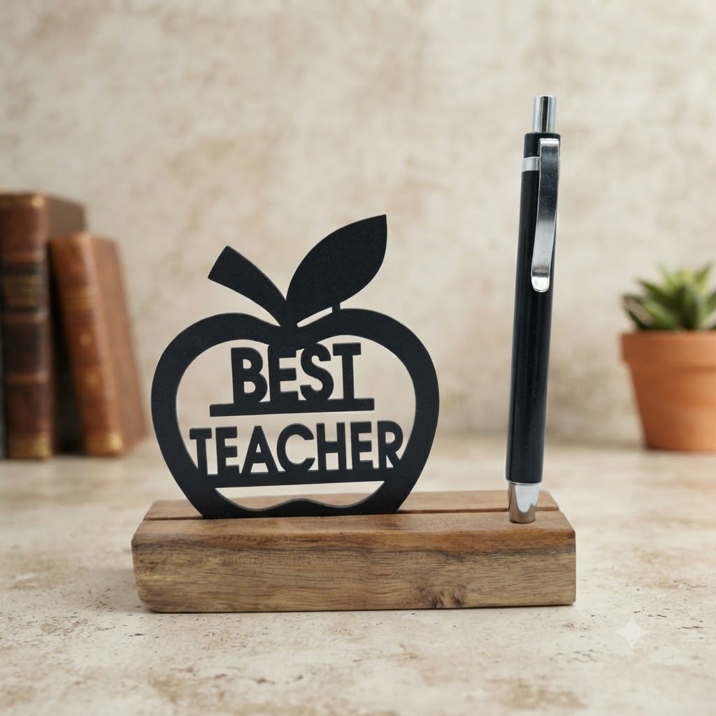 T1 ( Best Teacher Wooden Apple Desk Stand with Pen Holder ) 160Pcs/Ctn