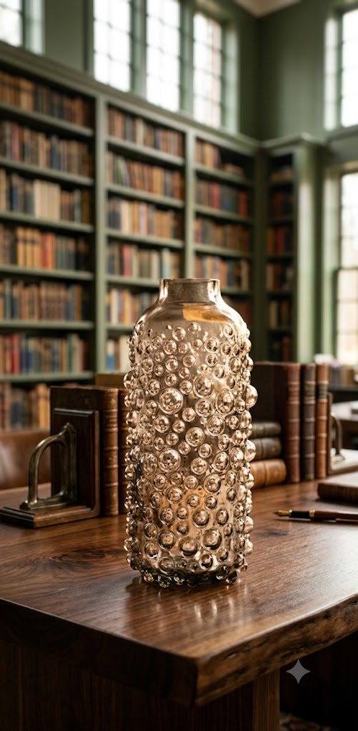 1611 ( Smoky Grey Bubble Glass Decorative Vase – Modern Textured Flower Vase )