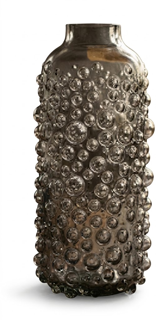 1611 ( Smoky Grey Bubble Glass Decorative Vase – Modern Textured Flower Vase ) - Image 2