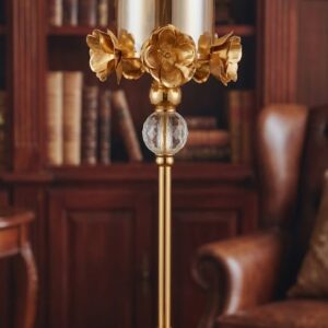 1836 ( Royal Golden Floral Glass Candle Holder Stand )