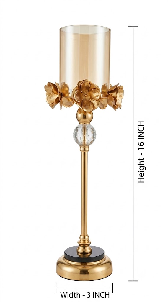 1836 ( Royal Golden Floral Glass Candle Holder Stand ) - Image 2