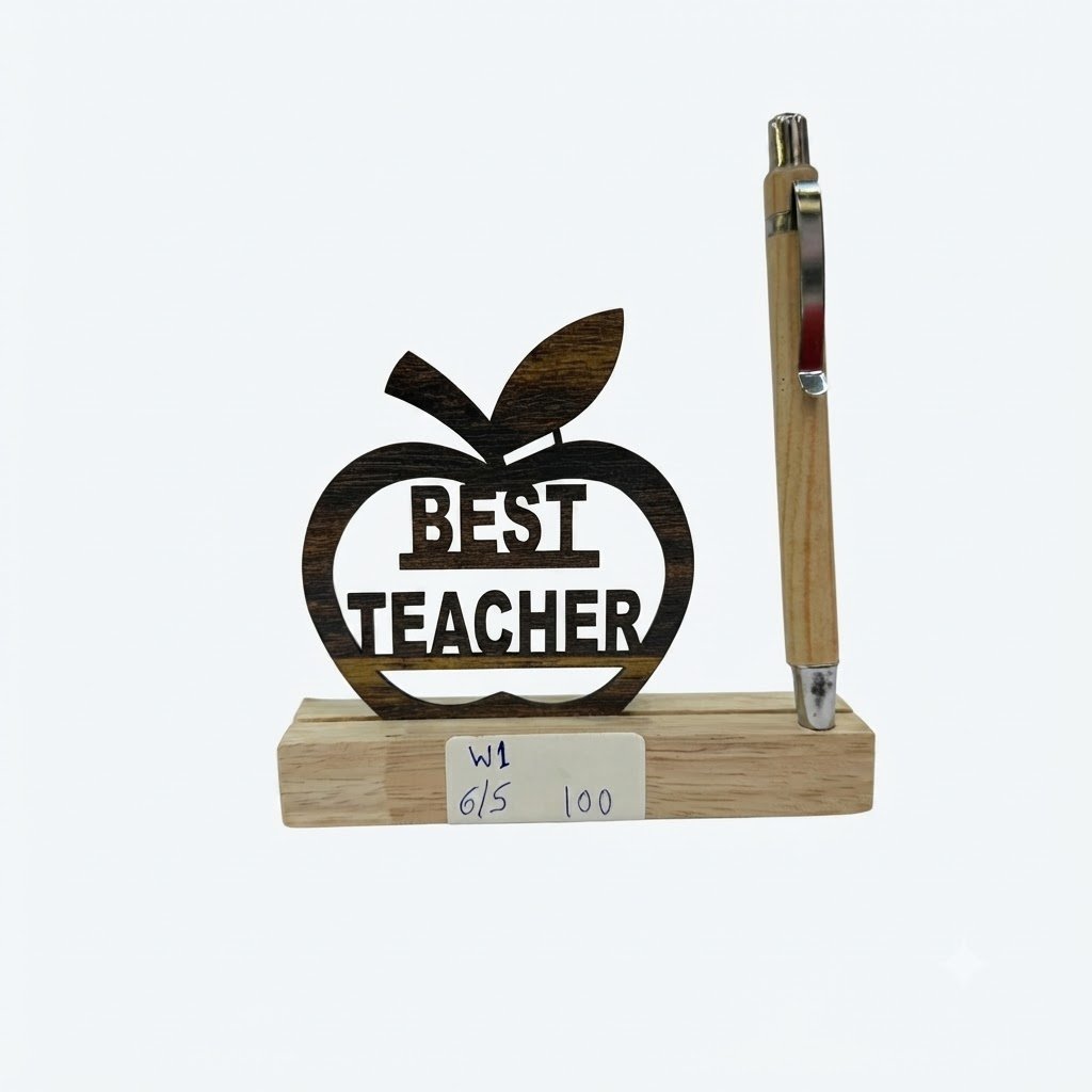 W1 ( Best Teacher Wooden Apple Desk Stand with Pen Holder ) 160PcsCtn - Image 2