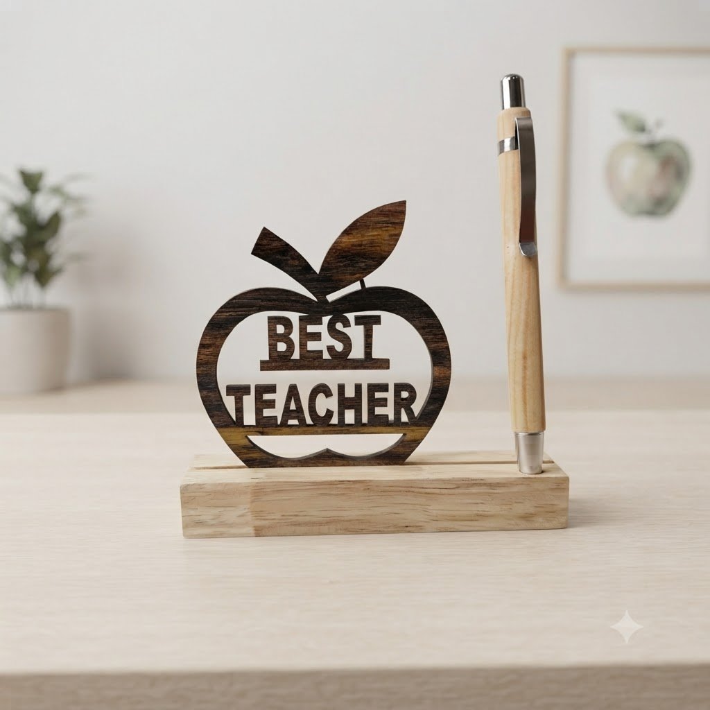 W1 ( Best Teacher Wooden Apple Desk Stand with Pen Holder ) 160PcsCtn