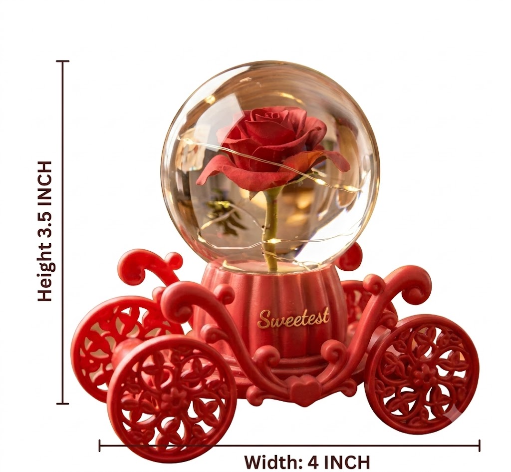 2502 ( Sweetest Rose Globe Carriage LED Decorative Showpiece ) - Image 2