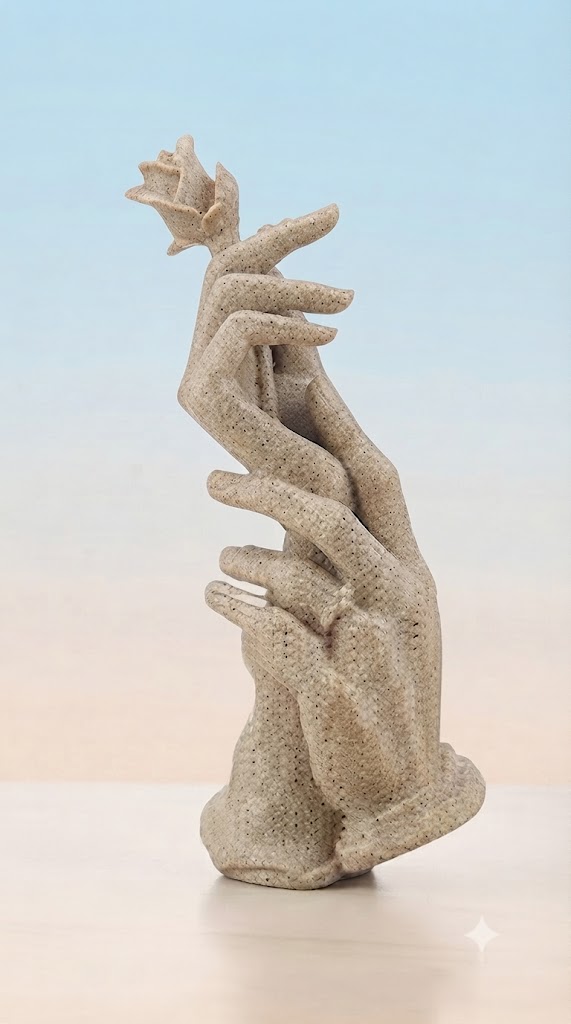 2940 ( Elegant Couple Hands with Rose Decorative Resin Showpiece )