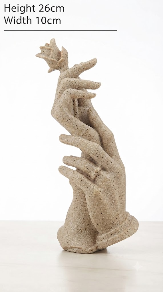 2940 ( Elegant Couple Hands with Rose Decorative Resin Showpiece ) - Image 2