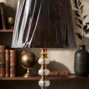 2944 ( Modern Crystal Beaded Table Lamp with Smoky Black Fabric Shade )