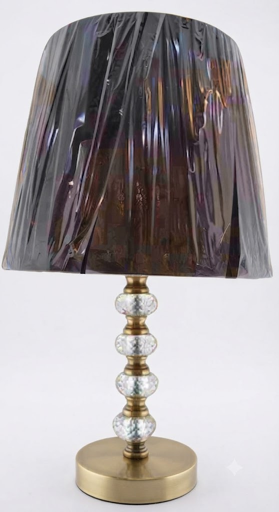 2944 ( Modern Crystal Beaded Table Lamp with Smoky Black Fabric Shade ) - Image 2