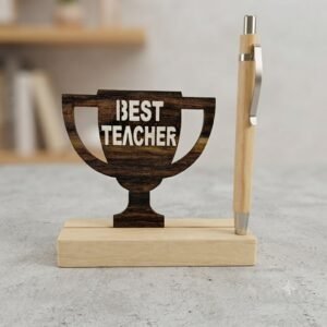 W2 ( Best Teacher Trophy Wooden Desk Stand with Pen Holder ) 160PcsCtn