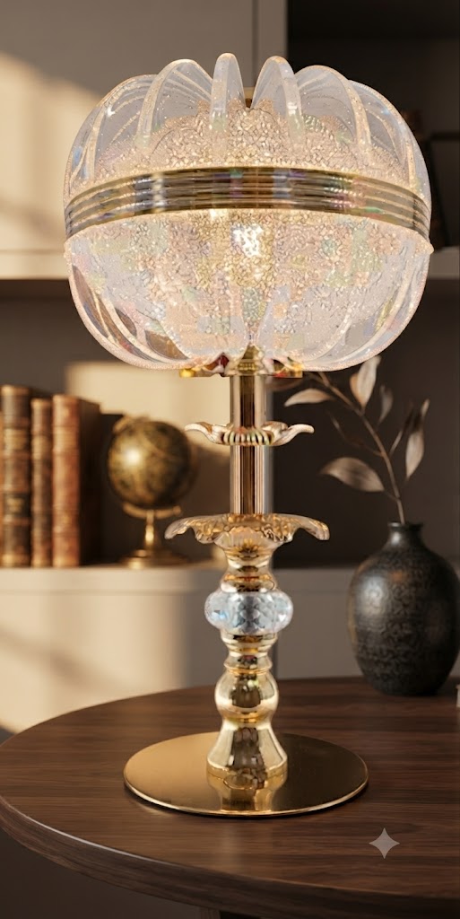 3226 ( Luxury Crystal Glass Table Lamp with Gold Metal Base )