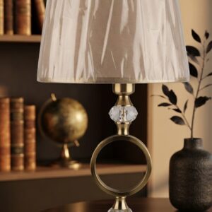 3400 ( Modern Ring Design Crystal Table Lamp with Beige Fabric Shade )