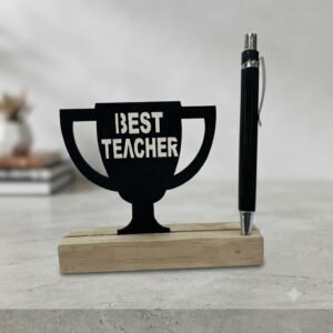 T2 ( Best Teacher Trophy Wooden Desk Stand with Black Pen Holder ) 160PcsCtn