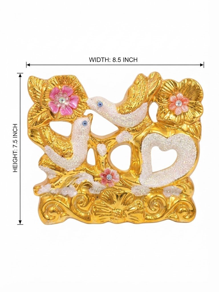 PJ 5982 ( Golden Love Birds Heart Showpiece with Floral Crystal Accents ) - Image 2