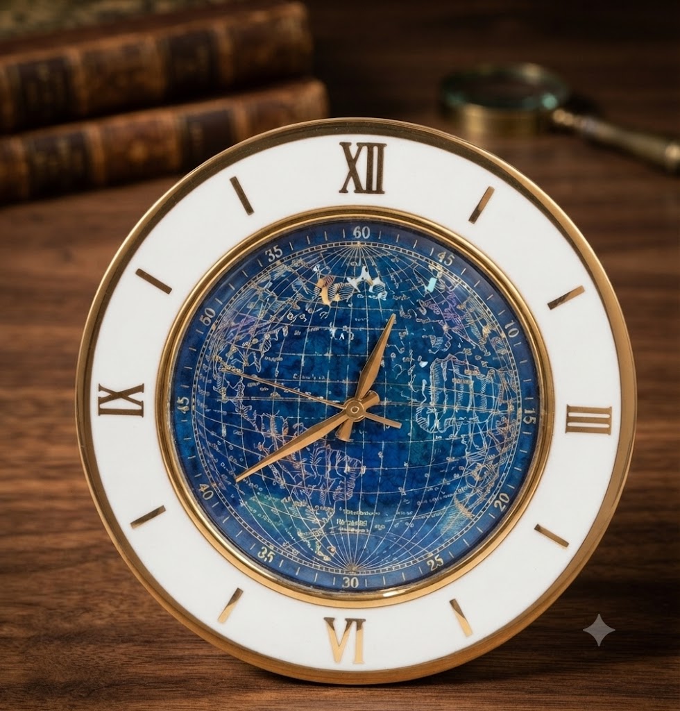 5349 ( Blue World Map Roman Numeral Wall Clock )