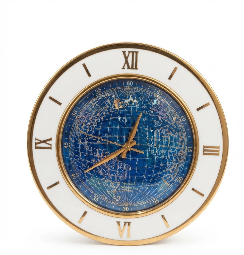 5349 ( Blue World Map Roman Numeral Wall Clock ) - Image 2