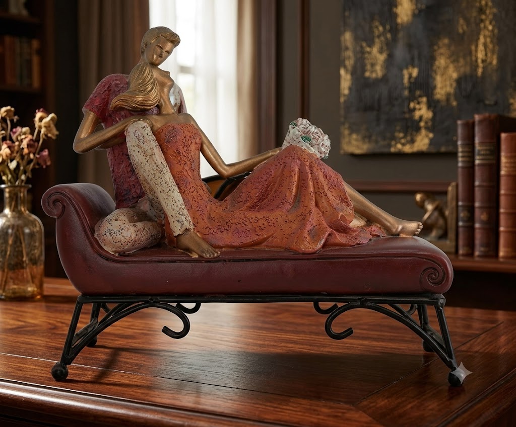 5393 ( Romantic Couple Lounging on Chaise Decorative Figurine )
