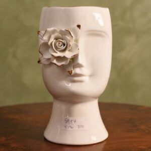 5994 ( Modern Abstract Human Face Planter with 3D Rose Accent )
