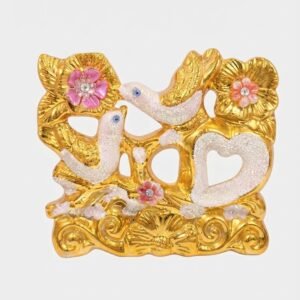 PJ 5982 ( Golden Love Birds Heart Showpiece with Floral Crystal Accents )