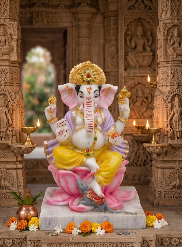 6 KAMAL GANESL ( Divine Kamal Ganesha Marble Finish Idol )
