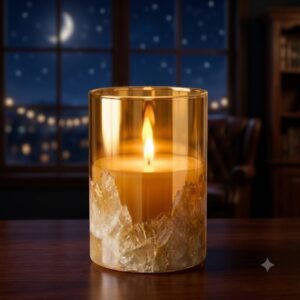 62 ( Golden Crystal Glow Glass Candle Holder )