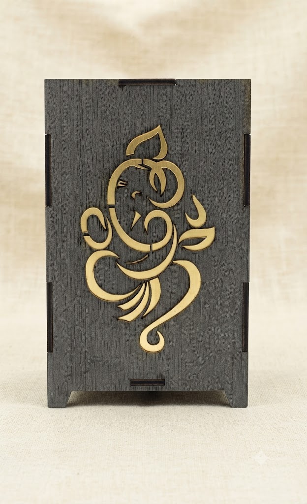 6No ( Elegant Wooden Ganesha LED Tea Light Holder )