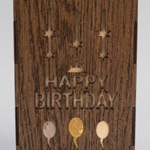 6NO ( Happy Birthday Wooden LED Tea Light Holder )