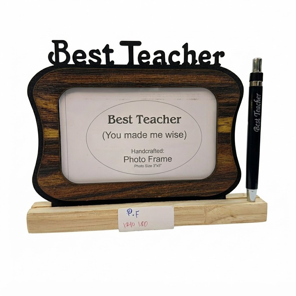 P.F ( Best Teacher Wooden Photo Frame with Pen Holder ) 120PcsCtn - Image 2