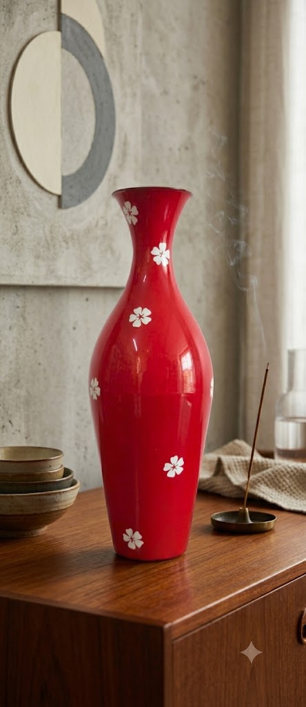702-A ( Ruby Blossom Handcrafted Decorative Floor Vase )