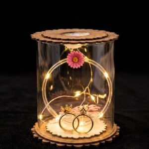 7406 ( LED Wooden Ring Holder Display Box with Fairy Lights )