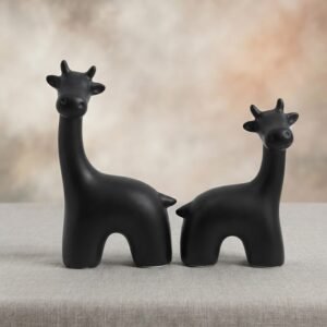 5677(v) ( Modern Matte Black Giraffe Showpiece Set )