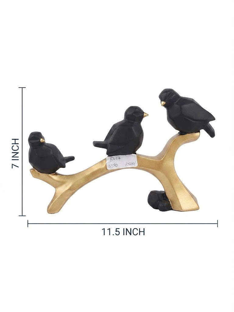 5417 ( Modern Black Birds on Golden Branch Showpiece ) - Image 2