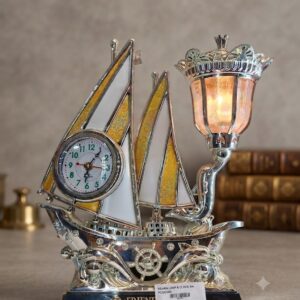 8165SA ( Silver Sailing Ship Clock with Decorative Lamp )