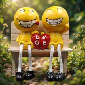 8166 ( Cute Love Emoji Couple Hanging Legs Showpiece )