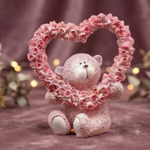 8392 ( Cute Teddy Bear Heart Floral Wreath Showpiece )