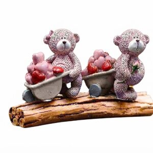 8393 ( Cute Teddy Bear with Heart Wheelbarrow Resin Showpiece )