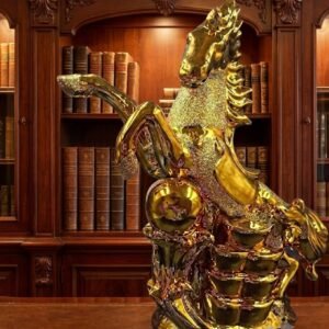 8545 ( Golden Fortune Horse Showpiece with Wealth Pot )