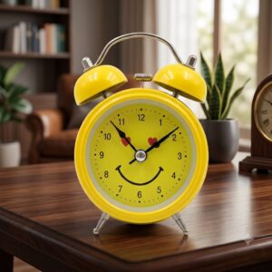 8642 ( Cute Smiley Face Twin Bell Alarm Clock )