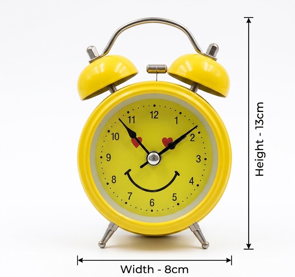 8642 ( Cute Smiley Face Twin Bell Alarm Clock ) - Image 2