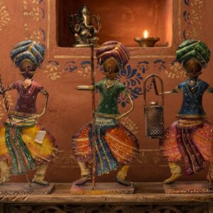 875 ( Royal Rajasthani Village Artisan Metal Showpiece Set – Set of 3 )