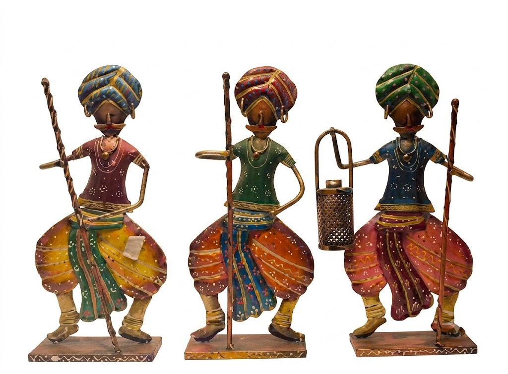 875 ( Royal Rajasthani Village Artisan Metal Showpiece Set – Set of 3 ) - Image 2