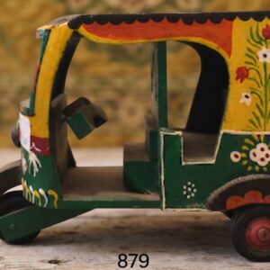 879 ( Handcrafted Wooden Auto Rickshaw Showpiece )