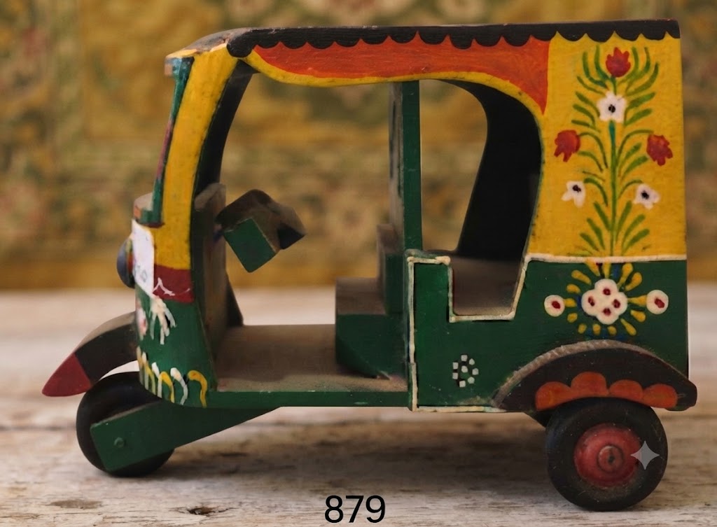 879 ( Handcrafted Wooden Auto Rickshaw Showpiece )