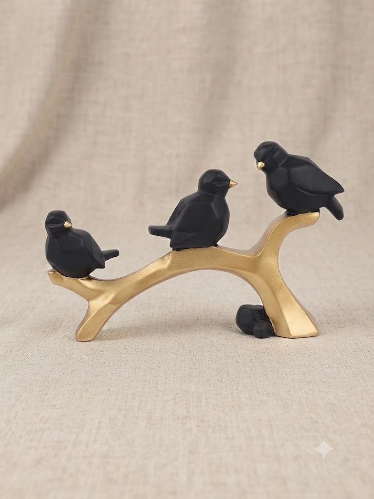 5417 ( Modern Black Birds on Golden Branch Showpiece )