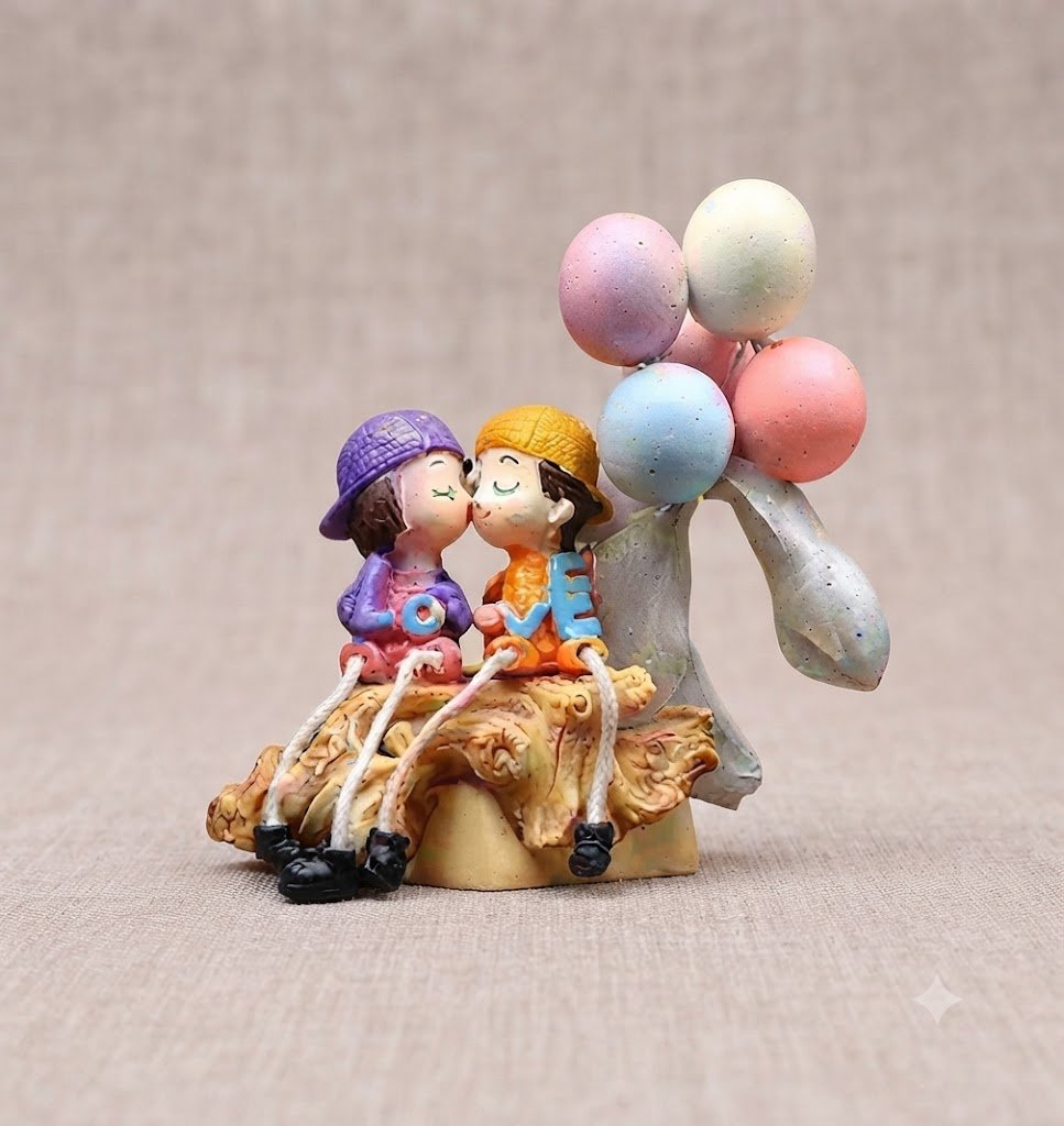 9293 ( Romantic Love Couple with Balloons Hanging Legs Showpiece )